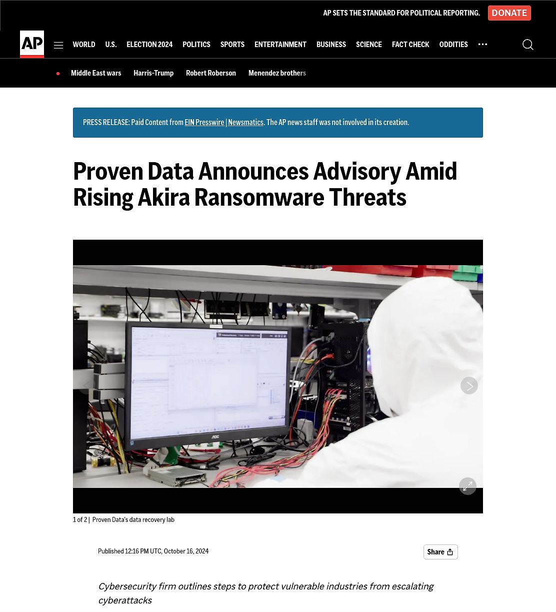 Proven Data Announces Advisory Amid Rising Akira Ransomware Threats